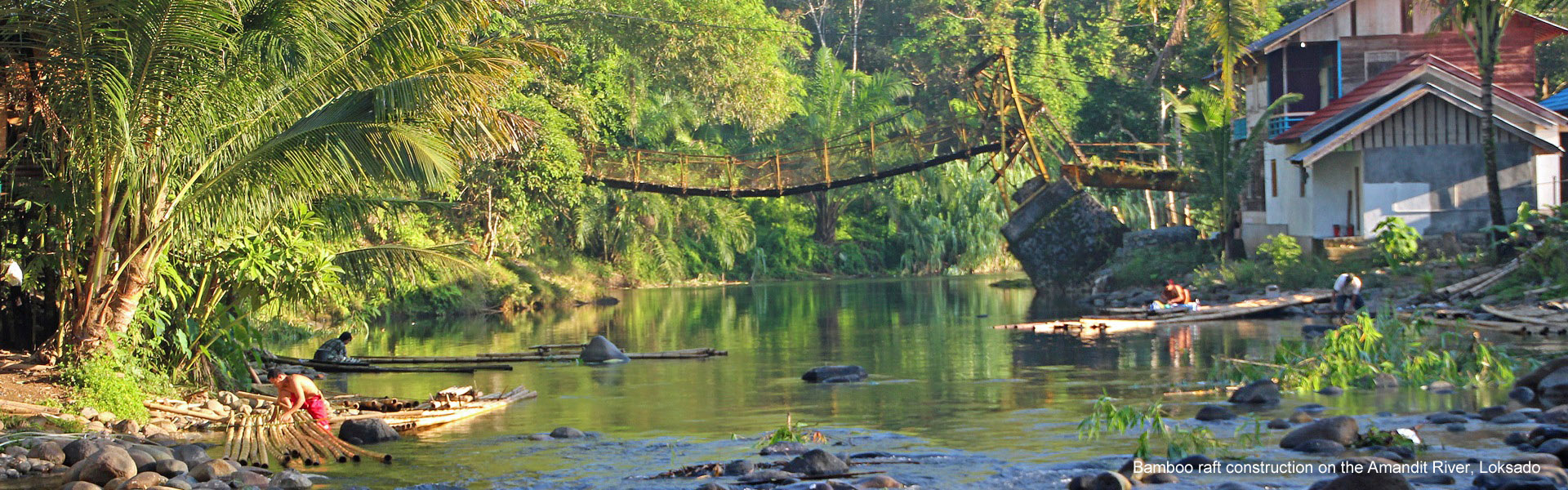 Bamboo raft construction on the Amandit River, Loksado